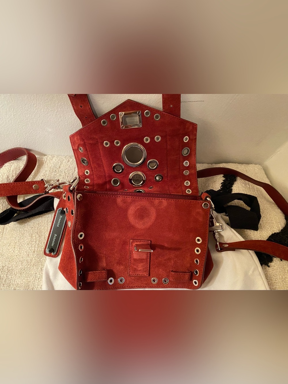 Proenza Schouler Midnight Plum PS1 Mini  Crossbody Suede+Grommet Bag - Picture 4 of 15